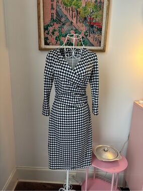 Black & White Houndstooth Wrap Dress